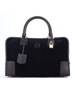 a Suede & Leather Bag, Black   Loewe