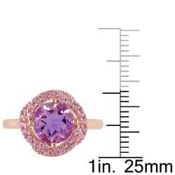 Miadora Pink Silver Amethyst and Created Pink Sapphire Cocktail Ring Miadora Gemstone Rings
