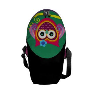 Retro Colorful Owl Design Messenger Bag