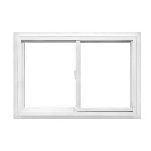 American Craftsman 50 Slider Fin Vinyl Windows, 36 in. x 35 in., White, with LowE Insulated Glass and Screen 50 SLIDER FIN