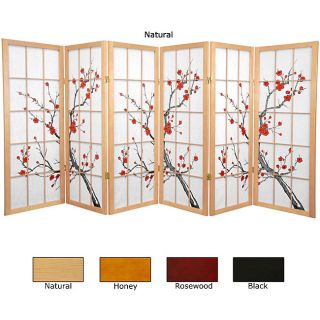 Spruce Wood Cherry Blossom Shoji 6 panel Room Divider (China) ORIENTAL FURNITURE Decorative Screens
