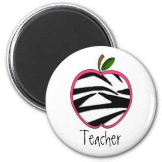 Teacher Magnet   Zebra Print Apple