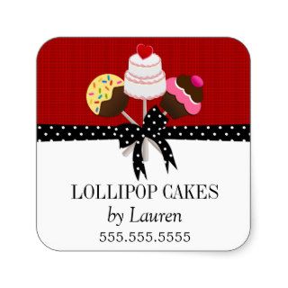 Cake Pops Red Stickers