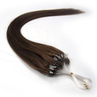 Grade Aaaa+ High Quality Top 18'' Easy Loop Micro Ring Beads Tipped Remy Brazilian Human Hair Extensions 100s 06 Dark Chocolate Brown for Women's Beauty Hairsalon in Fashion Beauty