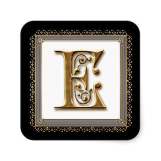 Letter E   Gold & Lace Classic Formal Wedding Seal Stickers