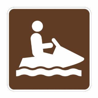 Tapco RS 121 Engineer Grade Prismatic Square National Park Service Sign, Legend "Jet Ski/Personal Watercraft (Symbol)", 6" Width x 6" Height, Aluminum, Brown on White Industrial Warning Signs