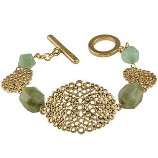 Adrienne Vittadini Gold Overlay 'Hyde Park' Green Stone Bracelet Adrienne Vittadini Gemstone Bracelets