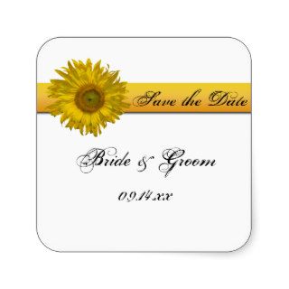 Sunflower Stripe Wedding Save the Date Stickers
