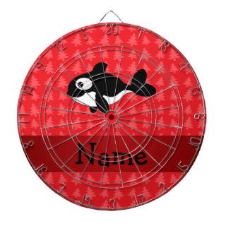 Personalized name whale red christmas trees dartboard with darts