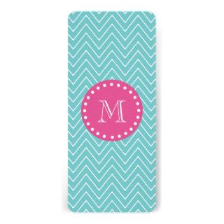 Hot Pink, Teal Blue Chevron  Your Monogram Personalized Invites