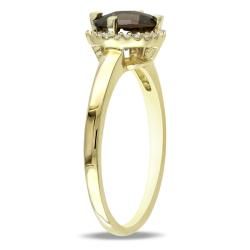 Miadora 10k Yellow Gold Smokey Quartz and Diamond Accent Ring (G H, I2) Miadora Gemstone Rings