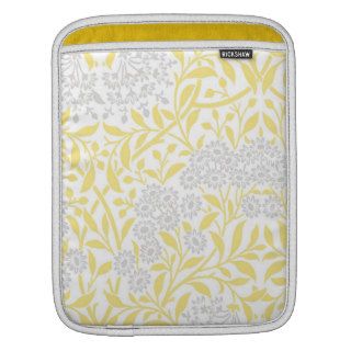 Yellow and Gray Floral Damask Pattern Sleeve For iPads