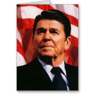 Ronald Reagan American Flag Portrait Greeting Cards