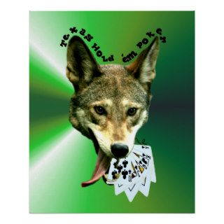 Texas Hold ‘em Red Wolf Print