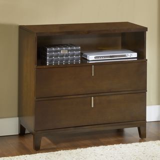 Reverse Bowfront Chocolate Brown 2 drawer Media Chest Domusindo Entertainment Centers