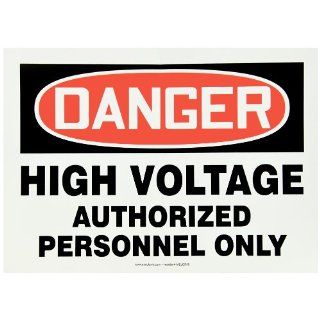 Accuform Signs MELC138VS Adhesive Vinyl Safety Sign, Legend "DANGER HIGH VOLTAGE AUTHORIZED PERSONNEL ONLY", 10" Length x 14" Width x 0.004" Thickness, Red/Black on White Industrial Warning Signs
