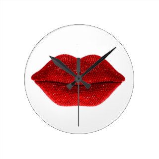 Red Ruby Lips Clocks