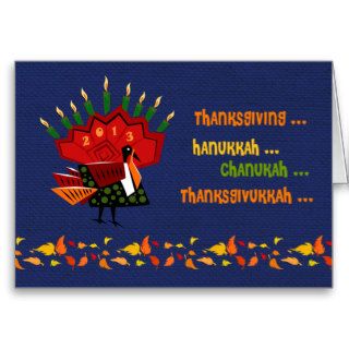 Happy Thanksgivukkah. Hanukkah and Thanksgiving Greeting Card