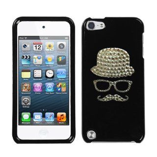 Black and White Crystal Rhinestone Bling Bling Mustache with Hat and Sunglasses for Ipod Touch 5th Generation Ipod Touch 5 32gb 64gb 
