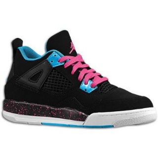 Girls Air Jordan 4 Retro   Black/Vivid Pink/Dynamic Blue/White (6.5) Basketball Shoes Shoes