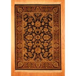 Indo Hand knotted Mahal Black/ Burgundy Wool Rug (4'2 x 6') 3x5   4x6 Rugs