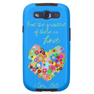 Floral Heart on Blue Scripture Samsung Galaxy Case Galaxy SIII Cover