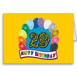 29th Birthday Gifts with Assorted Balloons Design Cards