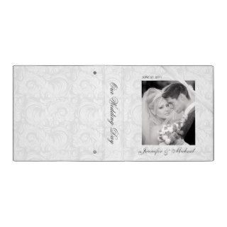 Personalized Wedding Album   White Damask 3 Ring Binders