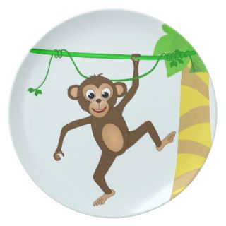 Cheeky Little Monkey Cute Cartoon Animal Plates