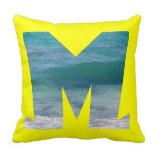Letter M ocean Throw Pillows