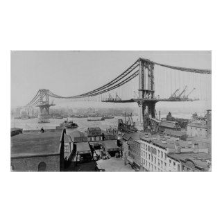 Manhattan Bridge New York City Construction 1909 Poster