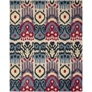 Handmade Ikat Beige/ Blue Wool Rug (8' x 10') Safavieh 7x9   10x14 Rugs
