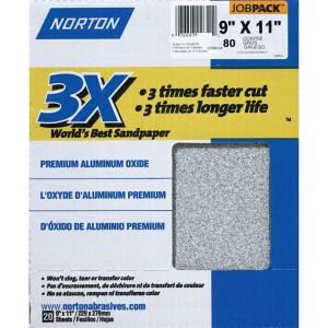 Norton 9 in. x 11 in. 80 Grit Premium Aluminum Oxide Sanding Sheets 02641