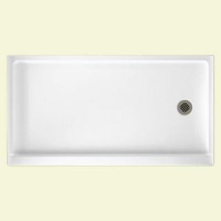 Swan 32 in. x 60 in. Fiberglass Single Threshold Retrofit Right Drain Shower Floor in White FR 3260RM 010