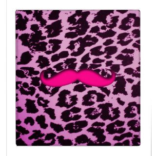 Cute funny pink mustache girly purple leopard skin binder