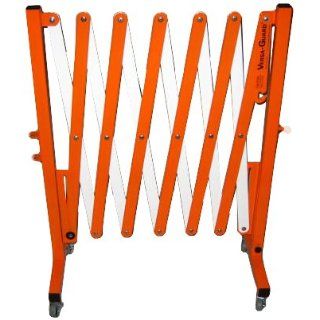 Versa Guard VG 3000 C Aluminum/Steel Expandable Portable Safety Barricade with Non Marking 2" Caster and Brake, 39" Height, 17" to 136" Expanded Height, Orange/White Industrial Safety Chain Barriers