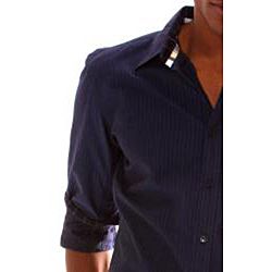 191 Unlimited Men's Blue Stripe Woven Shirt 191 Unlimited Casual Shirts