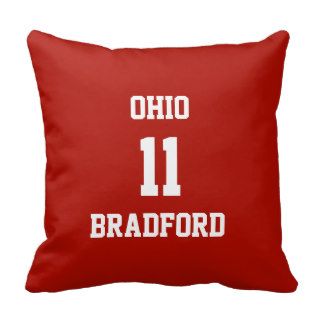 Textile Red Sports Team Jersey Personalizable Throw Pillow