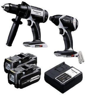 Panasonic EYC159LR Cordless, Battery Powered, Rechargeable 18V Hammer Drill Driver / Impact Driver Combo    