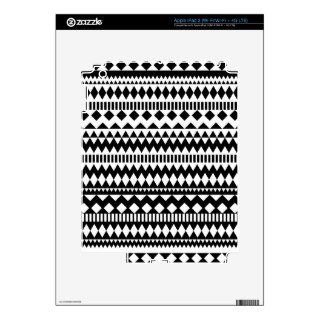 Cool Geometry Black White Aztec Tribal Pattern Decals For iPad 3