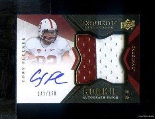 Coby Fleener Signed Jersey   AZ7 2012 UD Exqusite Rookie Patch 141 150   NFL Autographed Game Used Cards Sports Collectibles