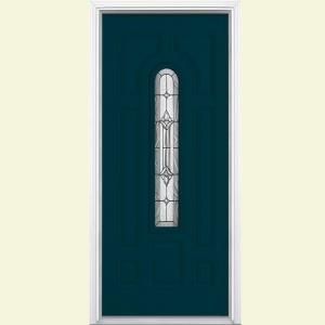 Masonite Providence Center Arch Painted Smooth Fiberglass Entry Door with Brickmold 30735