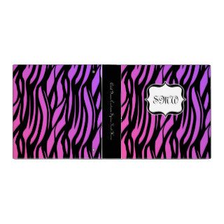 Hot Purple/Pink Zebra Stripes Monogram Binders