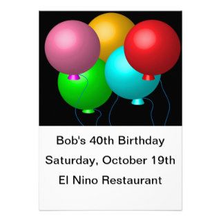Five Birthday Balloons Invitation