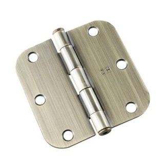 Richelieu Hardware 3 1/2 in. x 3 1/2 in. Antique Brass Full Mortise Butt Hinge with 5/8 in. Radius 1821ABB