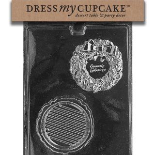 Dress My Cupcake DMCC162 Chocolate Candy Mold, Wreath Pour Box, Christmas Kitchen & Dining