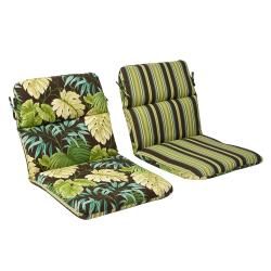 Pillow Perfect Outdoor Green/ Brown Tropical Round Chair Cushion Pillow Perfect Outdoor Cushions & Pillows