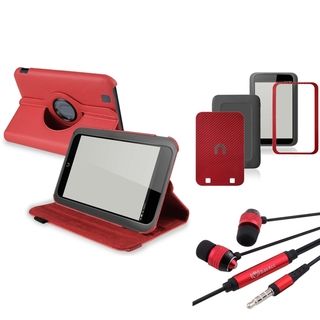 BasAcc Red Decal/ Headset/ Leather Case for Barnes & Noble Nook HD BasAcc Tablet PC Accessories