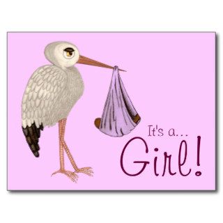 Classic Stork (Pink) 2 (Baby Shower) Postcards