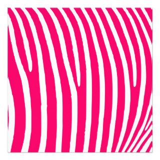 Hot Pink and White Zebra Print Personalized Announcements